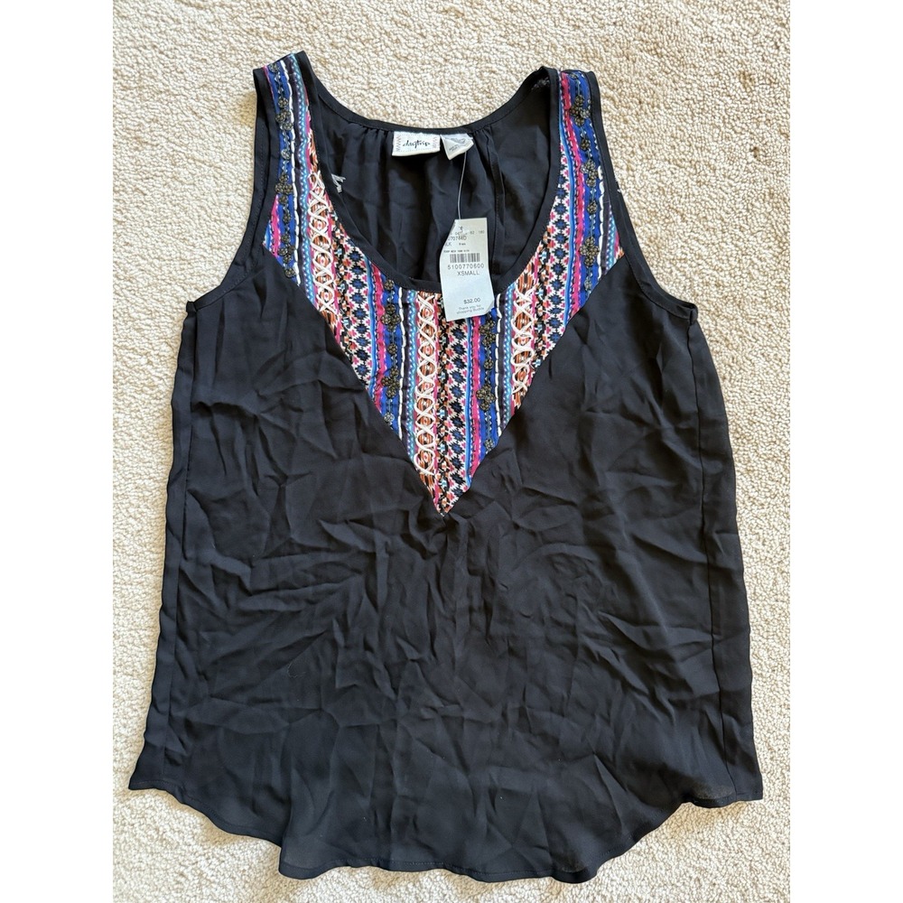 Daytrip‎ Black Tank Top Sleeveless Shirt Flyaway Back Woman's Size XS